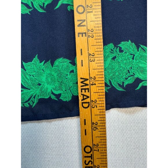 J.Crew Silk Ruffle Blouse Top in Beanstalk Stripe Womens Size 0 Navy Green Retro - Picture 7 of 11